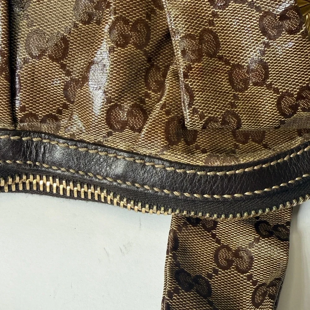 Gucci Beige/Brown GG Crystal Canvas Large Hysteria Hobo - Picture 7 of 14